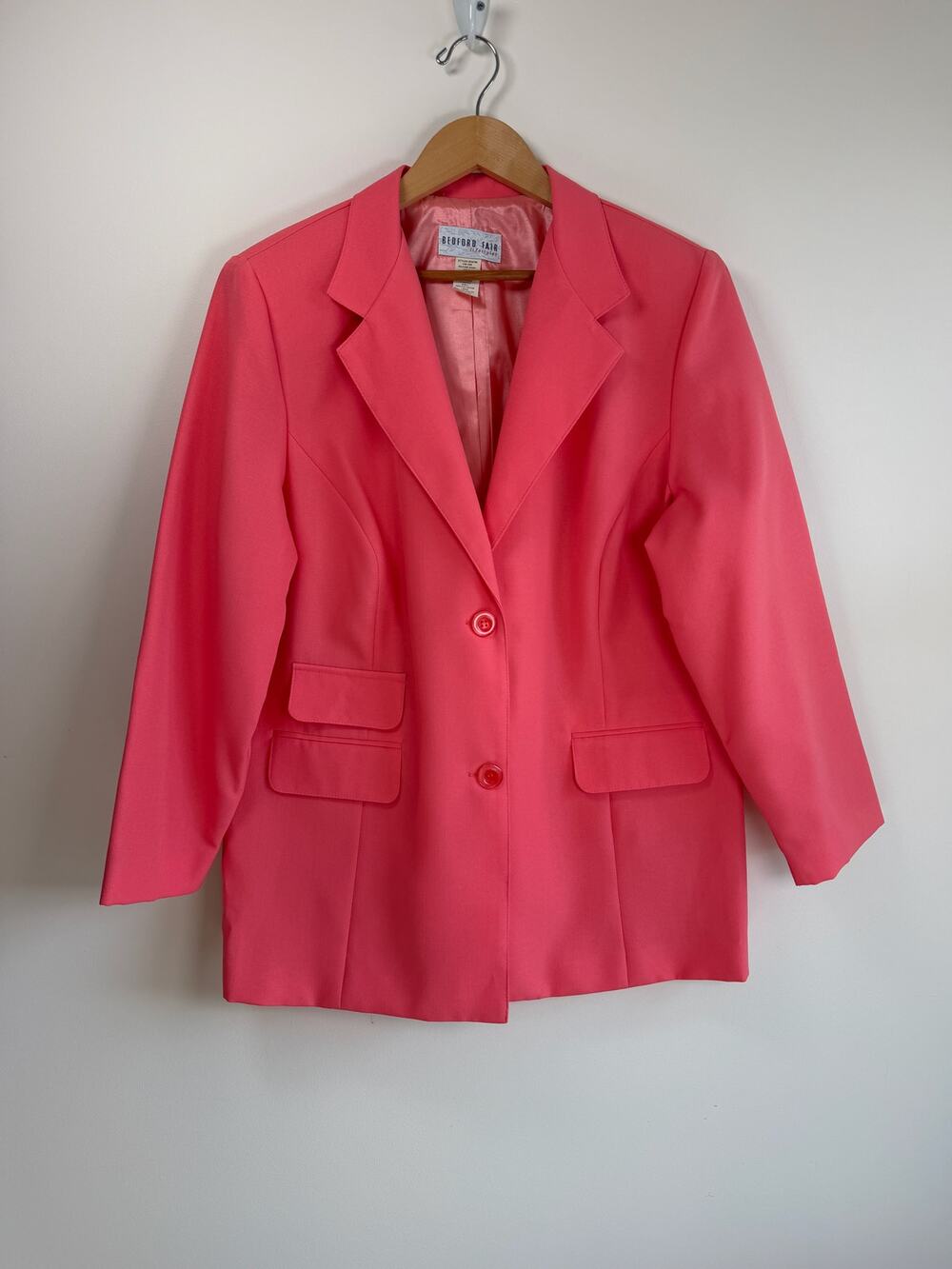 VTG Bedford Fair 90s Hot Pink Blazer Plus Size 20W Shoulder Pads 80s USA Barbie